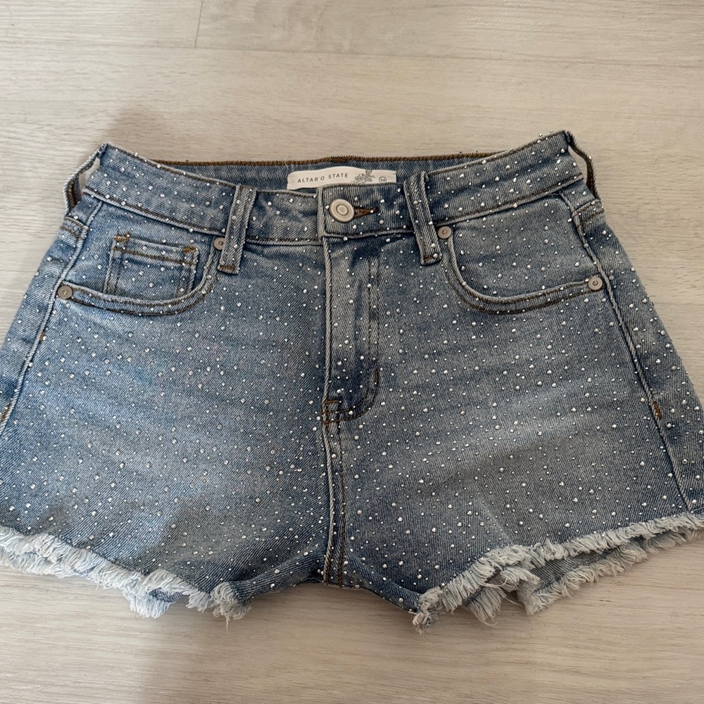 Altar'd State Blue Jean Shorts  Frayed Hem